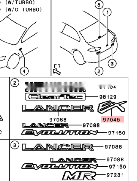 LANCER CY0 CX0 EX MARK LOGO 7415A226 7415A344