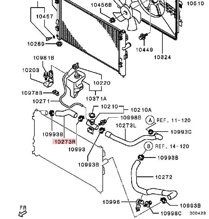 LANCERX CY1A 1.6 HOSE,RADIATOR,UPR RH 1370A121