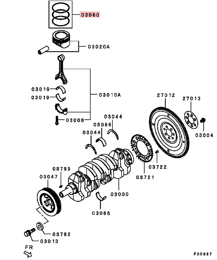 Outlander2 CW5W 2.4 4B12 ENGINE RING SET,PISTON 1110A822 GENUINE 2007-2012 1set for 4-cylinder