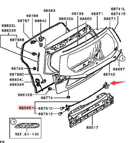 OUTLANDER2 CW0W WEATHERSTRIP,TAILGATE 5815A006
