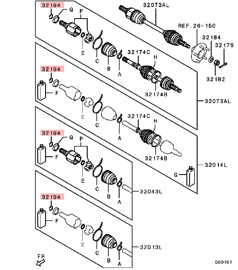 Outlander ASX LANCER ECLIPSECROSS MT CLIP,FRONT AXLE 3817A105