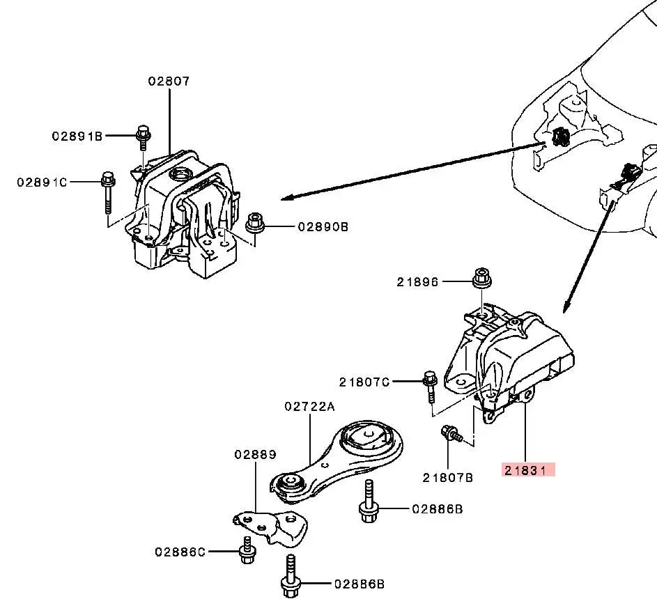 ECLIPSECROSS BRACKET,T/M MOUNTING BODY SIDE CVT 2910A341