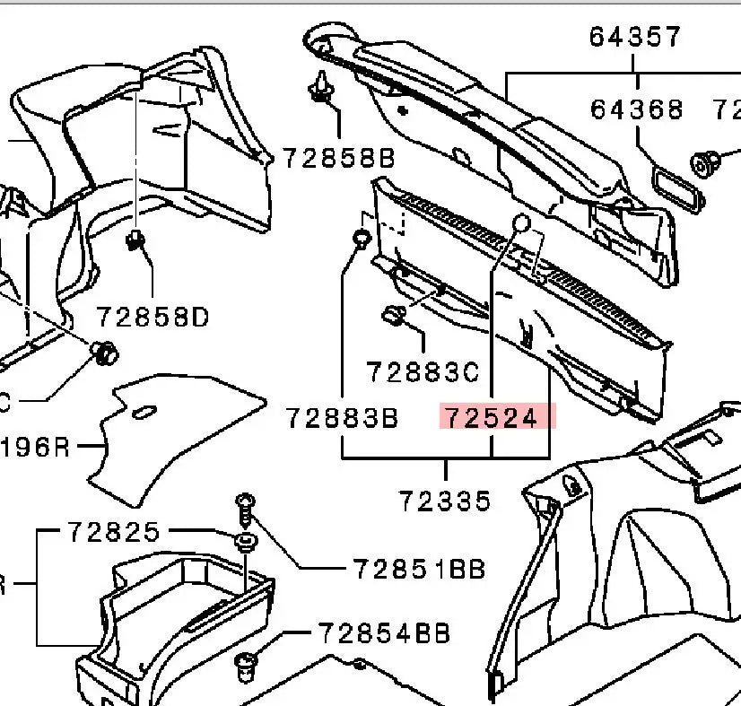 LANCER CY0A EVOX CZ4A CAP,RR SIDE TRIM MR655940 2pcs