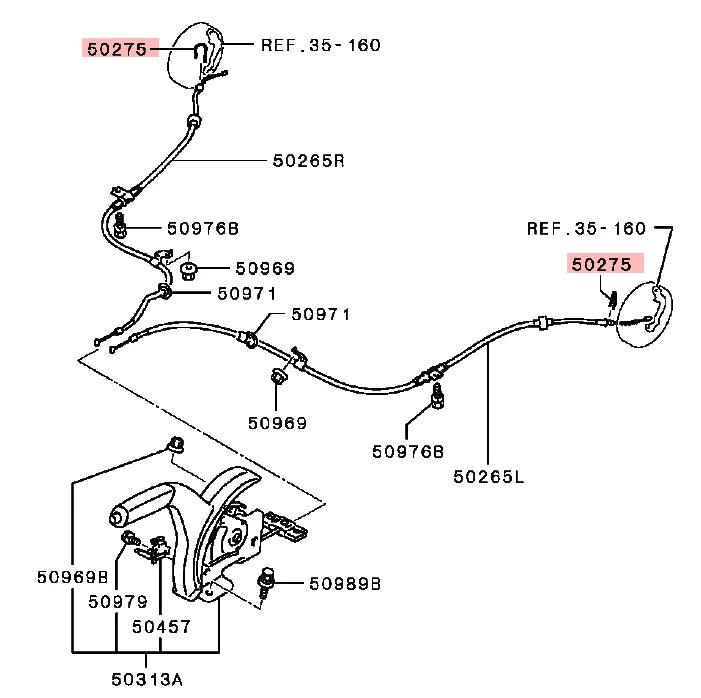 LANCER PAJERO ASX CLIP,PARKING BRAKE CABLE MB520849 2pcs