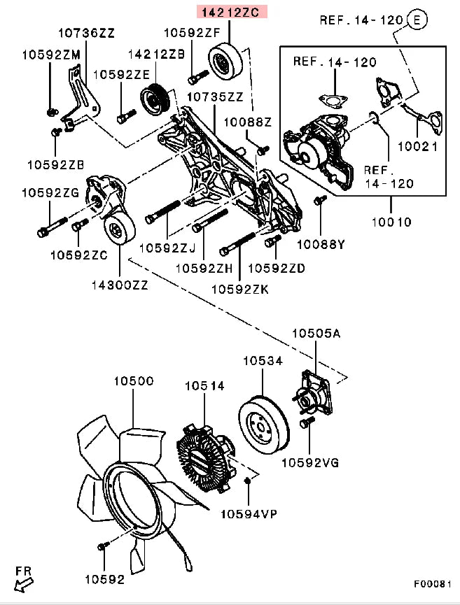 PAJERO3 4 V70V60V80V90W PULLEY,ALTERNATOR BELT IDLER MD368209