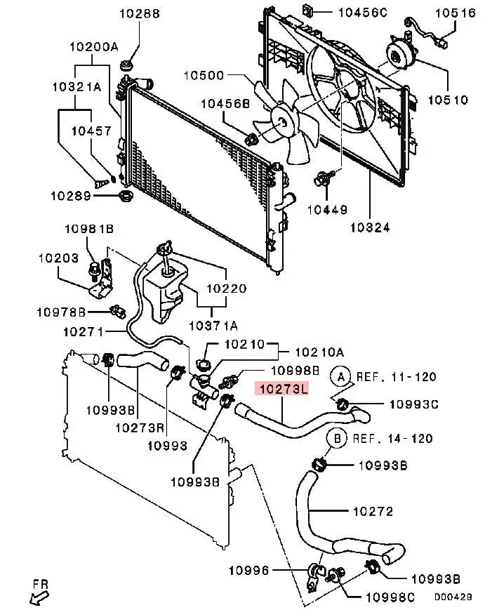 LANCERX CY1A 2A 1.5 1.6 4A914A92 HOSE,RADIATOR,UPR LH 1370A426