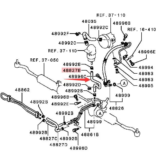 PAJERO3 4 V60V70V80V90W HOSE,P/S OIL PUMP RETURN MR418485
