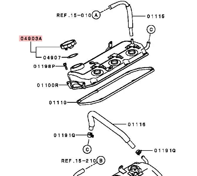 PAJERO MK3 MK4 V73V63V77V93V97V87 PAJERO SPORT CAP ASSY,ENG OIL FILLER MD372181 1250A015