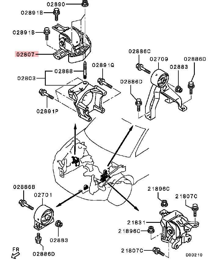OUTLANDER2 CW6W 6B31 3.0V6 BRACKET,ENG FR MOUNTING engine mount glue RH MN184296 GENUINE