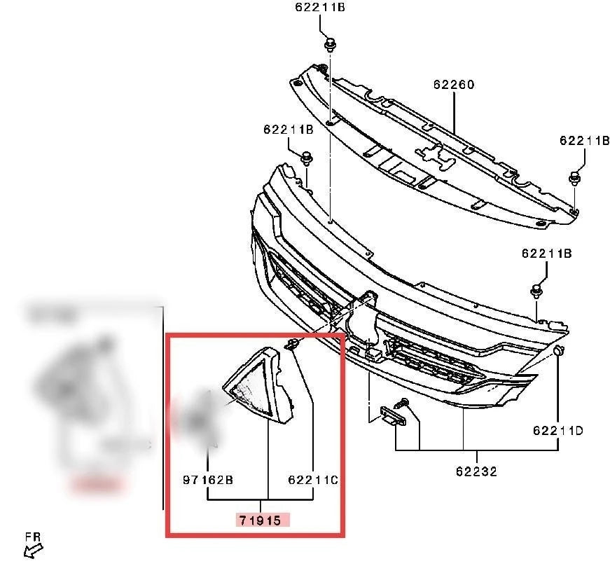 Pajero Sport MY2017-2018 KR0W HOLDER,FRONT CTR MARK (WITHOUT FCM)7450A990 GENUINE included chrome logo