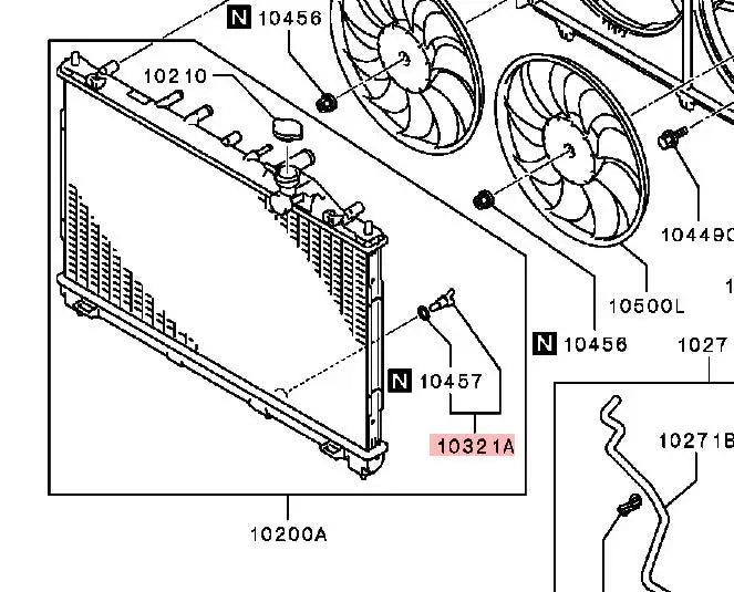 Outlander ASX LANCER ECLIPSECROSS EVO L200 PLUG ASSY,RADIATOR MR179933