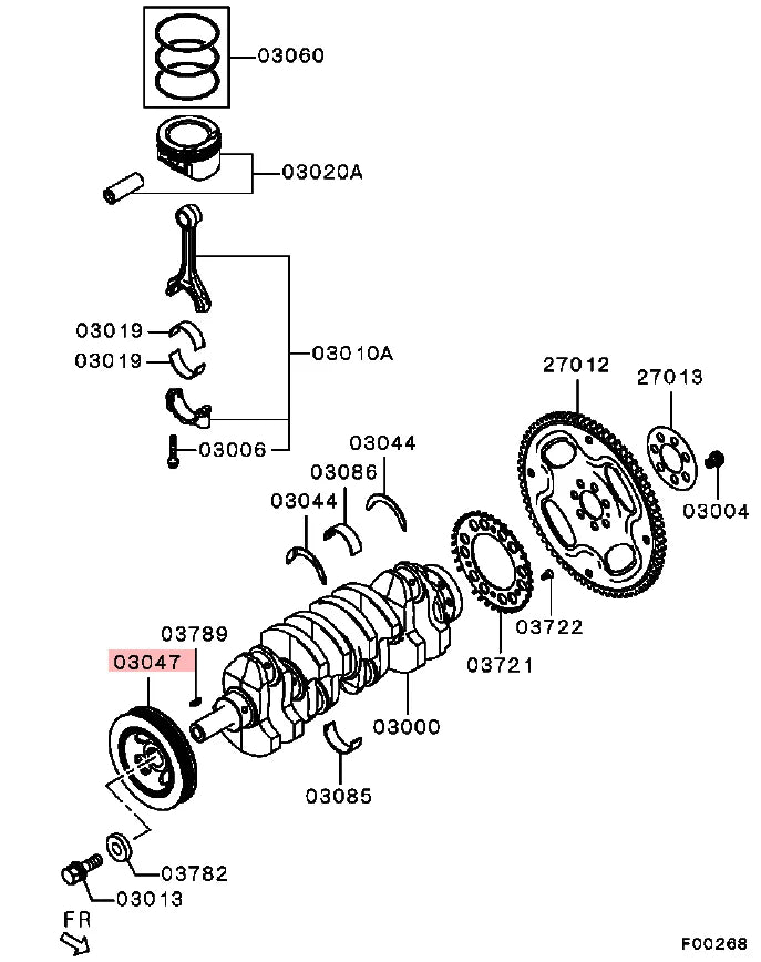 LANCER10 OUTLANDER2.3 ASX 4B1 4J1 ENGINE PULLEY,CRANKSHAFT