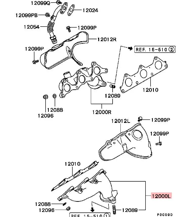 PAJERO3 V77W V67W 6G75 ENGINE MANIFOLD,EXHAUST,LH LEFT MR497480 GENUINE