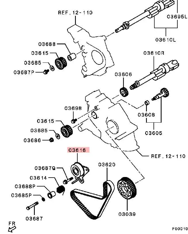 PAJERO L200 SPORT 4D56 2.5DIESEL TENSIONER,BALANCER TIMING BELT MD050125
