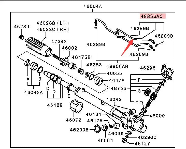PAJERO3 4 V60V70V80V90W TUBE,P/S OIL FEED MR510282