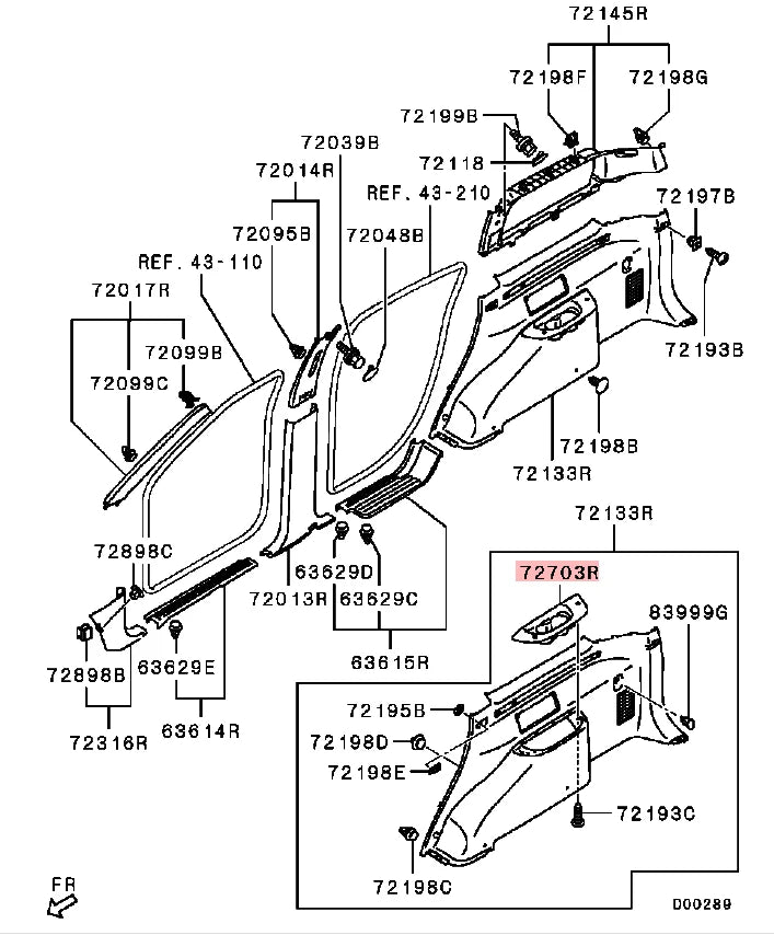 PAJERO SPORT2 KH0W KG0W HOLDER,QTR ARMREST CUP,RH M-REDDISH GRAY 7230A412HA