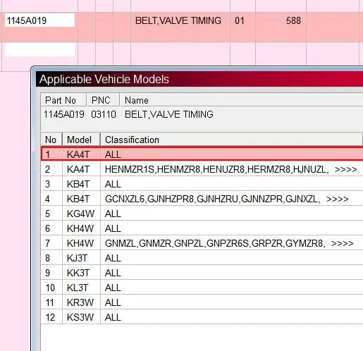 PAJERO SPORT L200 4D56 ENGINE BELT,VALVE TIMING 1145A019