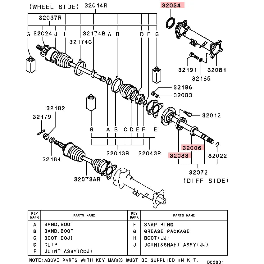PAJERO PAJERO SPORT L200 BEARING,COVER,DUST SEAL,FRONT RIGHT AXLE SHAFT DUST MB160948 MB160662 MB160946