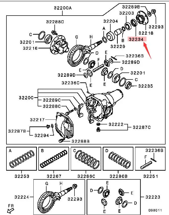 PAJERO PAJERO SPORT L200 OIL SEAL,FR DIFF DRIVE PINION MB664285