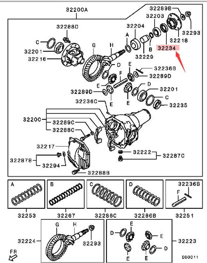 PAJERO PAJERO SPORT L200 OIL SEAL,FR DIFF DRIVE PINION MB664285
