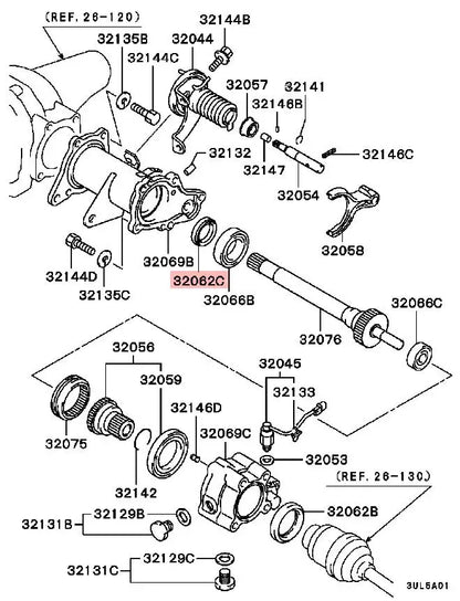 PAJERO IO H77W H76W H65H67W OIL SEAL,FREEWHEEL CLUTCH DIFF SIDE 32062C MR195329