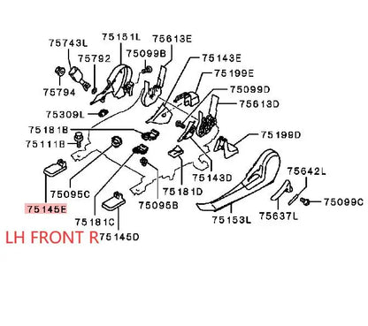 LANCERX CY0A COVER,FRONT SEAT ANCHOR LH FRONT-R BLACK 6977A395XA