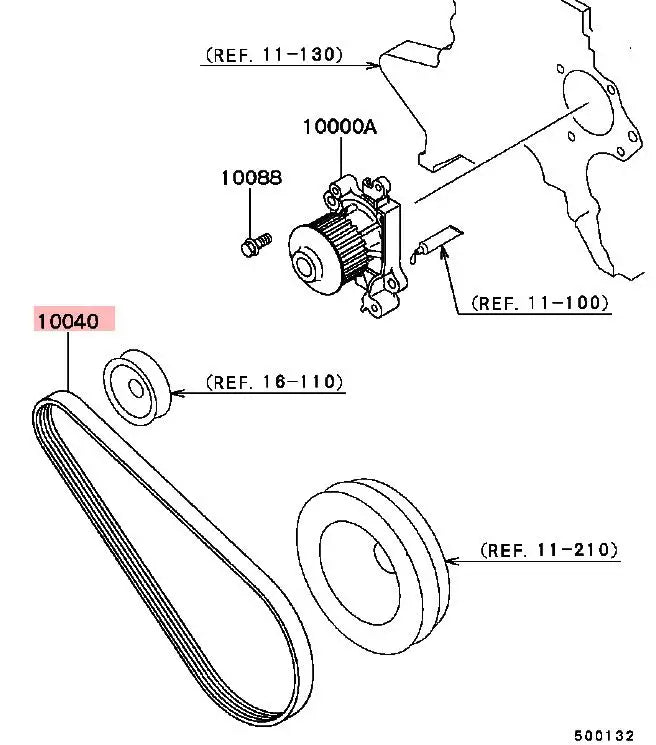 PAJERO IO H76 H67 4G94 BELT,ALTERNATOR MD312400