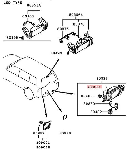 PAJERO4 V90WV80W  LAMP UNIT,FOG,REAR 8337A089