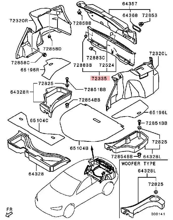 LANCER10 CY0A TRIM,TRUNK ROOM REAR END