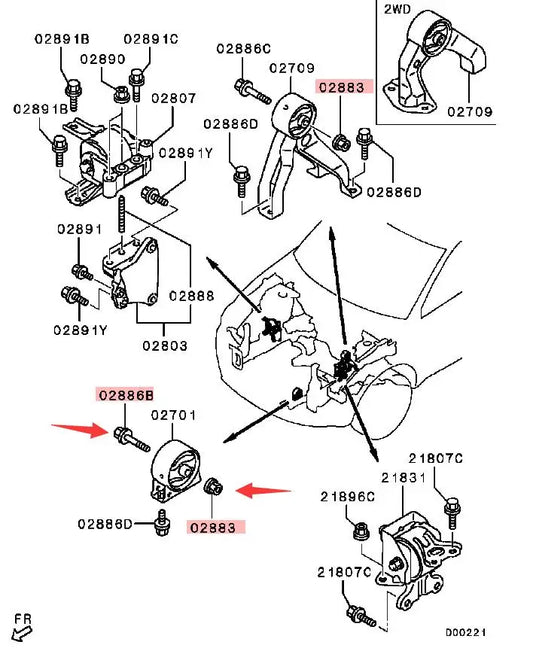 Outlander LANCER ASX BOLT AND NUT,ENG SUPPORT EXHAUST PIPE MF434105 MF140275