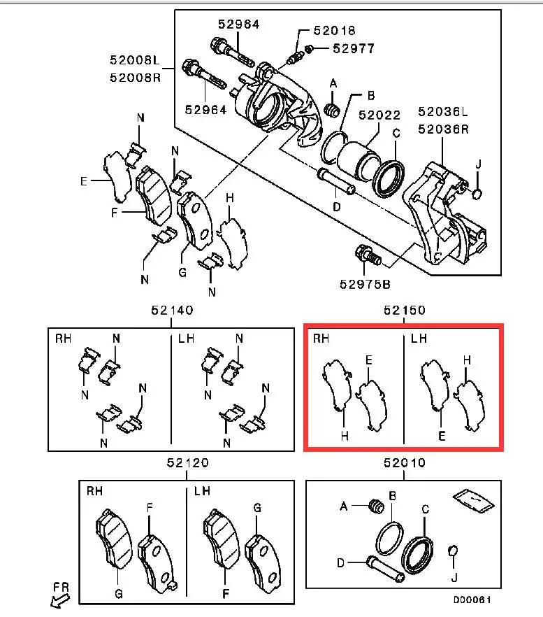PAJERO V97W V98 SHIM SET,REAR BRAKE 4605A470