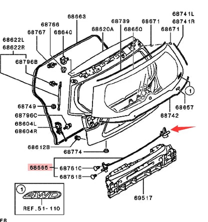 OUTLANDER2 CW0W WEATHERSTRIP,TAILGATE 5815A006