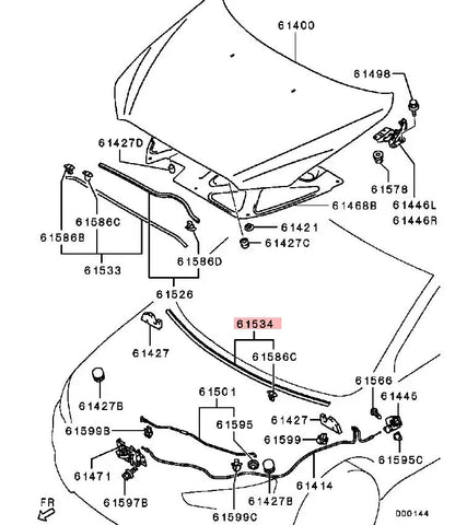 LANCER CY0A CX0A EVOX CZ4A WEATHERSTRIP,HOOD,REAR 5902A020