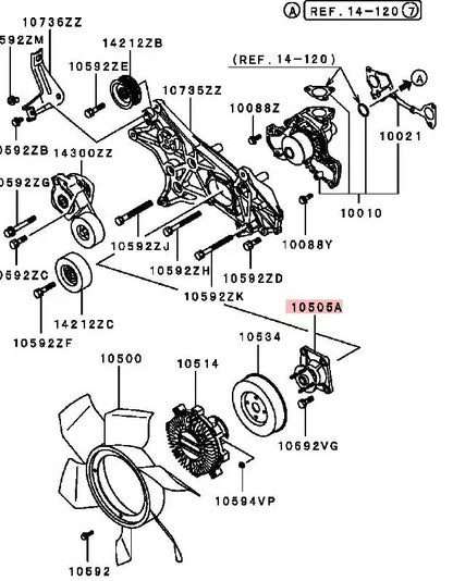 PAJERO V60V70V80V90W PAJEROSPORT K96W KR5W KH6W KH9W BRACKET ASSY,COOLING FAN MD364879