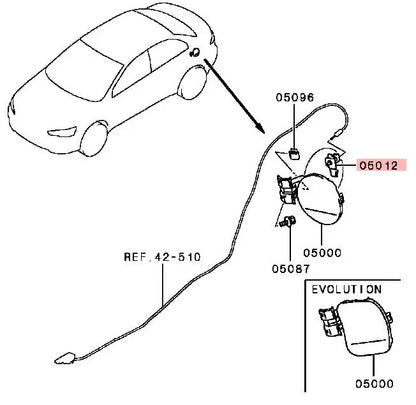 LANCER CY0A ASX ECLIPSECROSS GRANDIS HOOK,FUEL FILLER LID MN105404