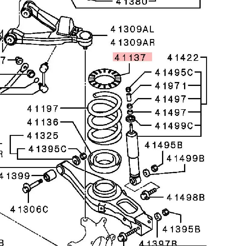 PAJERO3 4 V70V60V80V90W PAD,RR SUSP SPRING,UPPER MR418548
