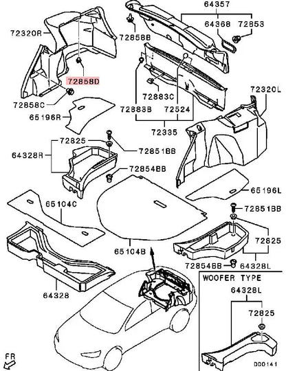 LANCER EVOX CZ4A CLIP,RR END TRIM MR201972