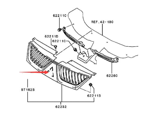 OUTLANDER2 2007-2009 FRONT THREE-DIA MARK,MR598504 GENUINE