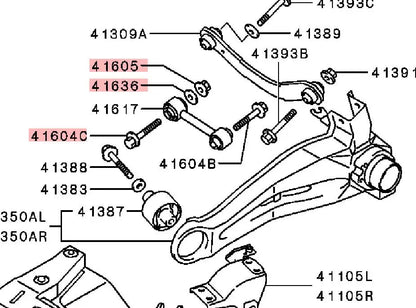 Outlander1 CU0W LANCER CA CB CK CJ CS0A COLT BOLT,NUT,PLATE,REAR SUSP ASSIST LINK
