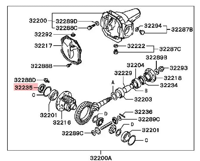 PAJERO IO H77H76 EVO LANCER ASX OUTLANDER OIL SEAL,T/M FR or RR DIFF CASE MD707184