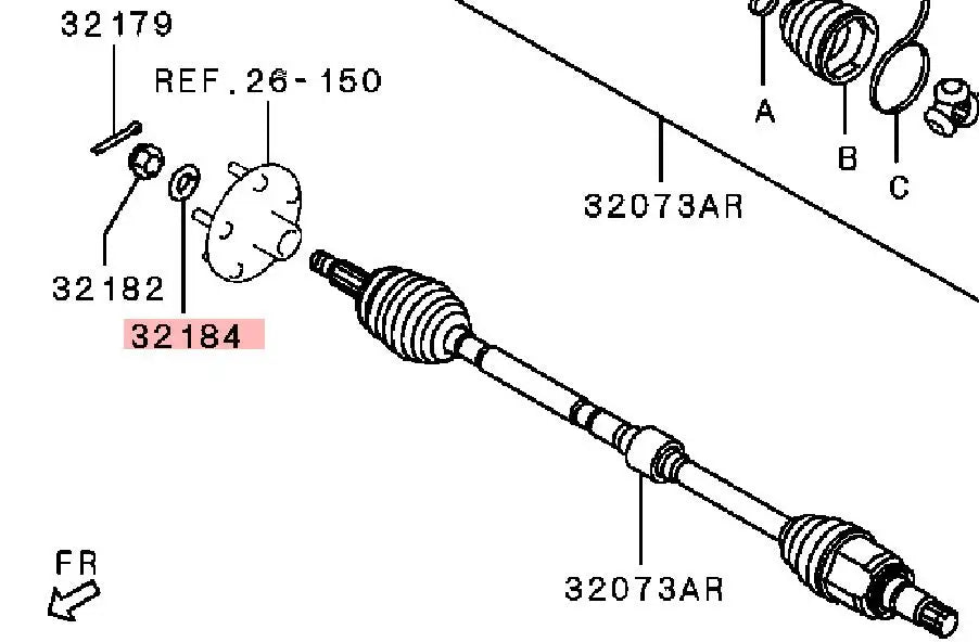 OUTLANDER ASX LANCER WASHER,FRONT AXLE LOCK SIZE 22.4 MB109025