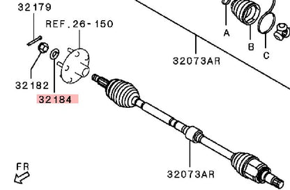 OUTLANDER ASX LANCER WASHER,FRONT AXLE LOCK SIZE 22.4 MB109025