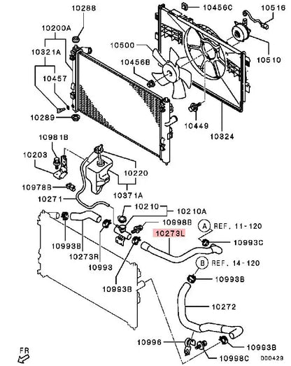 LANCERX CY1A 2A 1.5 1.6 4A914A92 HOSE,RADIATOR,UPR LH 1370A426
