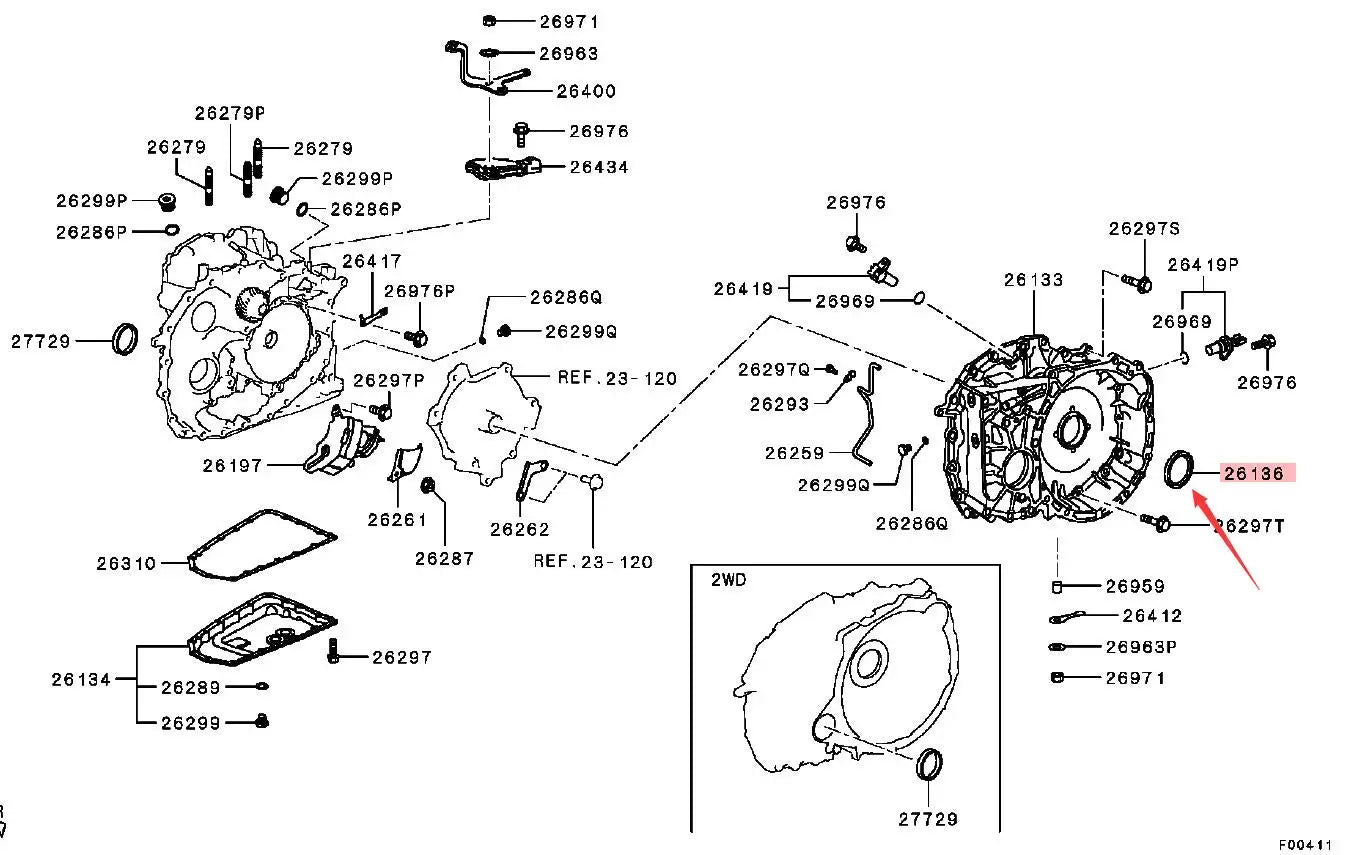 Outlander CW0W GF0W ASX GA0W LANCER CY0A CVT OIL SEAL,A/T CONVERTER HOUSING, 2702A006 GENUINE SH3 51 66 7