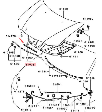 OUTLANDER2 2010-2012 CW0W WEATHERSTRIP,HOOD front cover sealing strip  5902A052  GENUINE