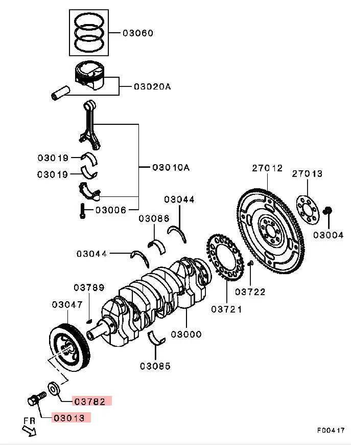 Outlander ASX LANCER EVOX 4B10/11/12 4J10/11/12 EVO789 CT9A GRANDIS NA4W BOLT AND WASHER,CRANKSHAFT PULLEY 1101A022 1101A015