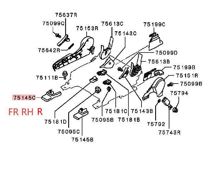 LANCERX CY0A COVER,FRONT SEAT ANCHOR RH-R 6977A394XA BLACK
