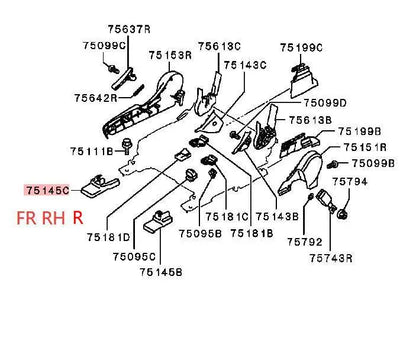 LANCERX CY0A COVER,FRONT SEAT ANCHOR RH-R 6977A394XA BLACK