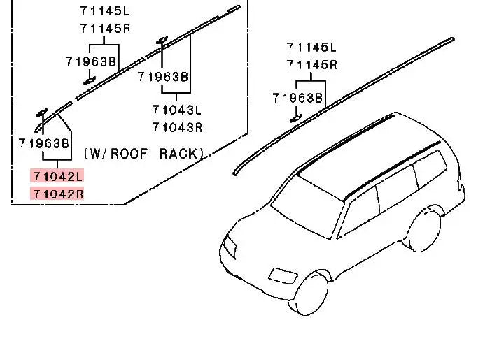 PAJERO MK3 V70W MOULDING,DRIP,FRONT MR492457 MR492458
