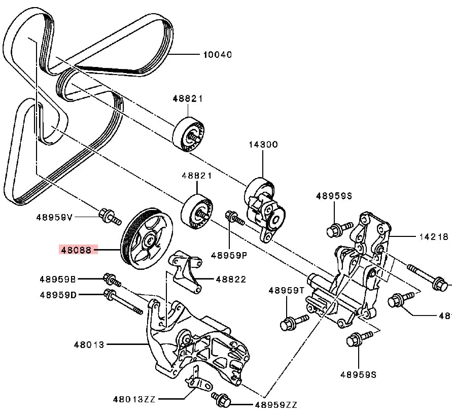 ASX GA2W 2010-2011 PULLEY,P/S OIL PUMP BELT TENSION 1341A037